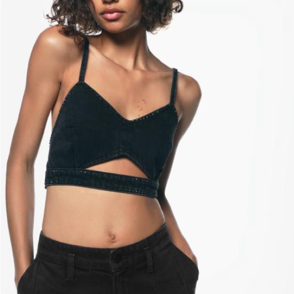 Zara THE DENIM CROPPED TOP